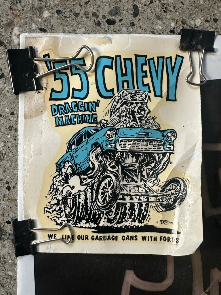 1966 ROTH Studios original acetate for the 55 Chevy Draggin' Machine t-shirt.