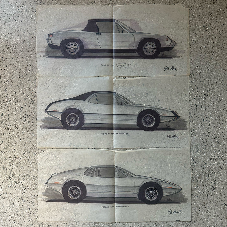 Porsche concept art from George Barris' Shop. signed.