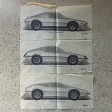 Porsche concept art from George Barris' Shop. signed.