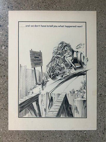 Original Hot Rod CARtoons pen and ink art by Errol McCarthy